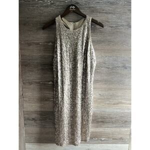 BADGLEY MISCHKA Scroll Sequin Halter Mini Dress Belle Dress Size 14